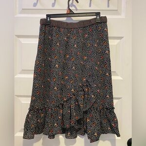Max Studio Black Floral A-Line Skirt